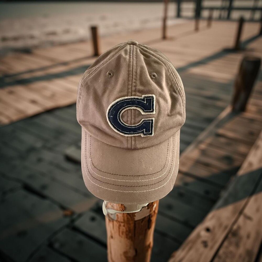 Cremieux Tan Blue Puffy Logo Adjustable Back Hat Baseball Cap